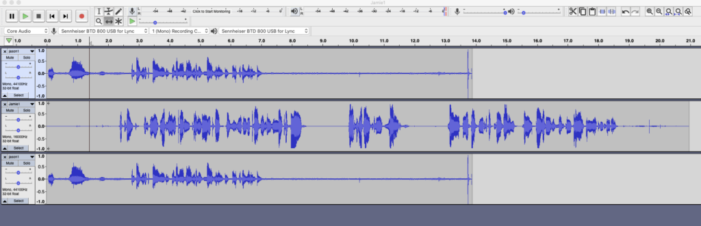 Audacity Project Before Ordering Tracks
